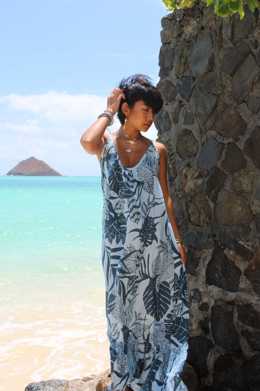 Island Bloom Maxi Dress – Ocean Blue
