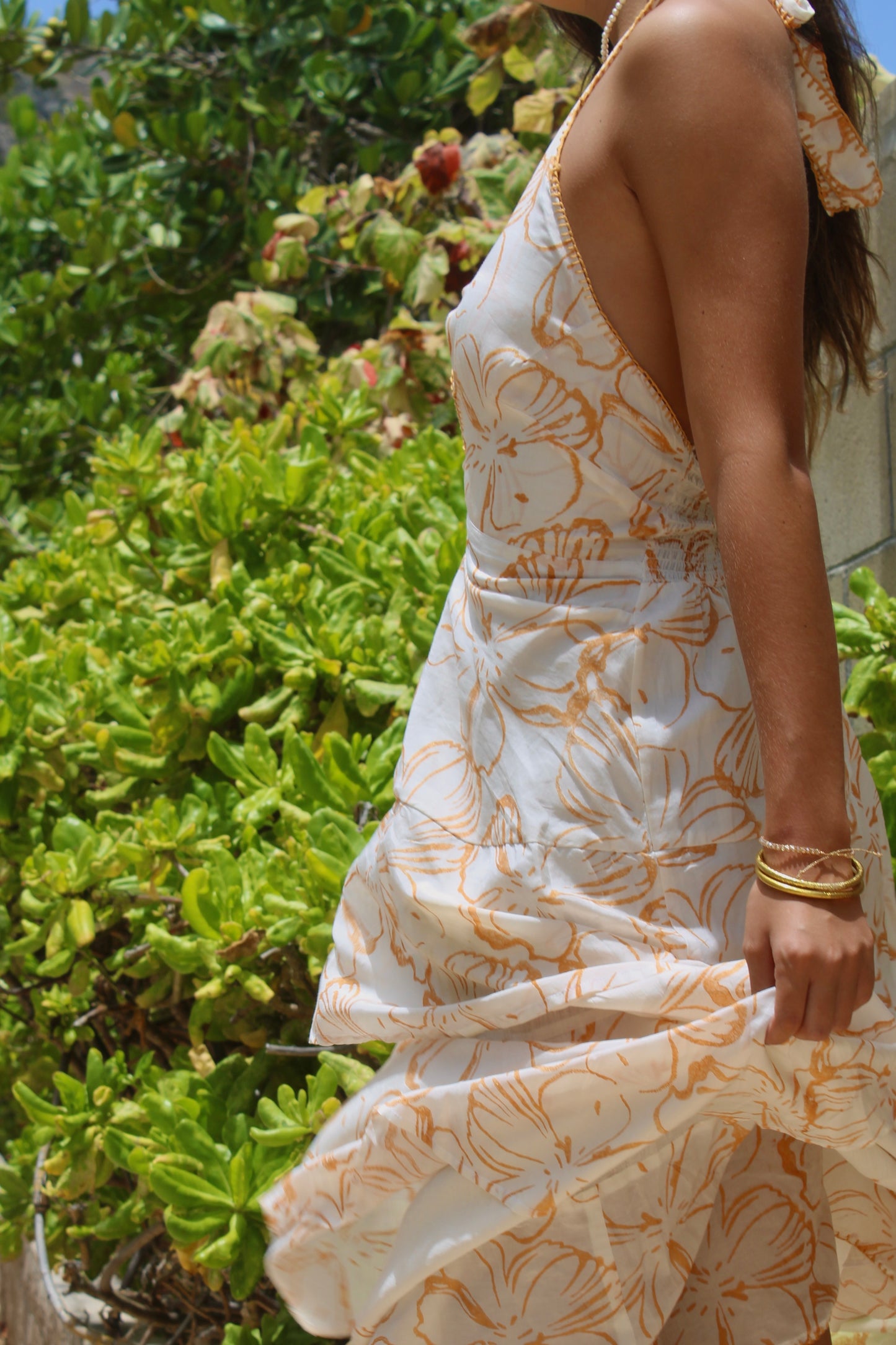 Sunpetal Halter Dress – Honey Blossom