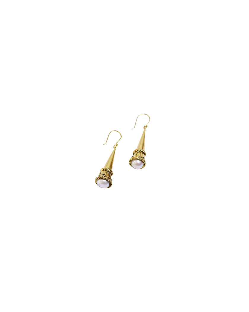 Antique Victorian Fresh Water Pearl With Stainless Steel & Gold Brass Earrings