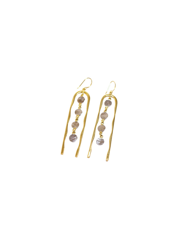 Cage with four Circle Stainless Steel Hook Gold Brass Earrings