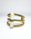 Aqua Marine Pointy With Gold Brass 3 Layer Woven Gold Brass Bangle
