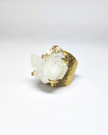 Crystal Cluster Hammered Thick Gold Brass Ring