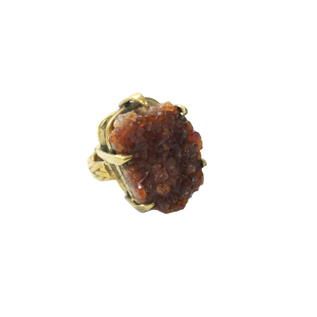 Natural Citrine Cluster With Woven Brass Ring