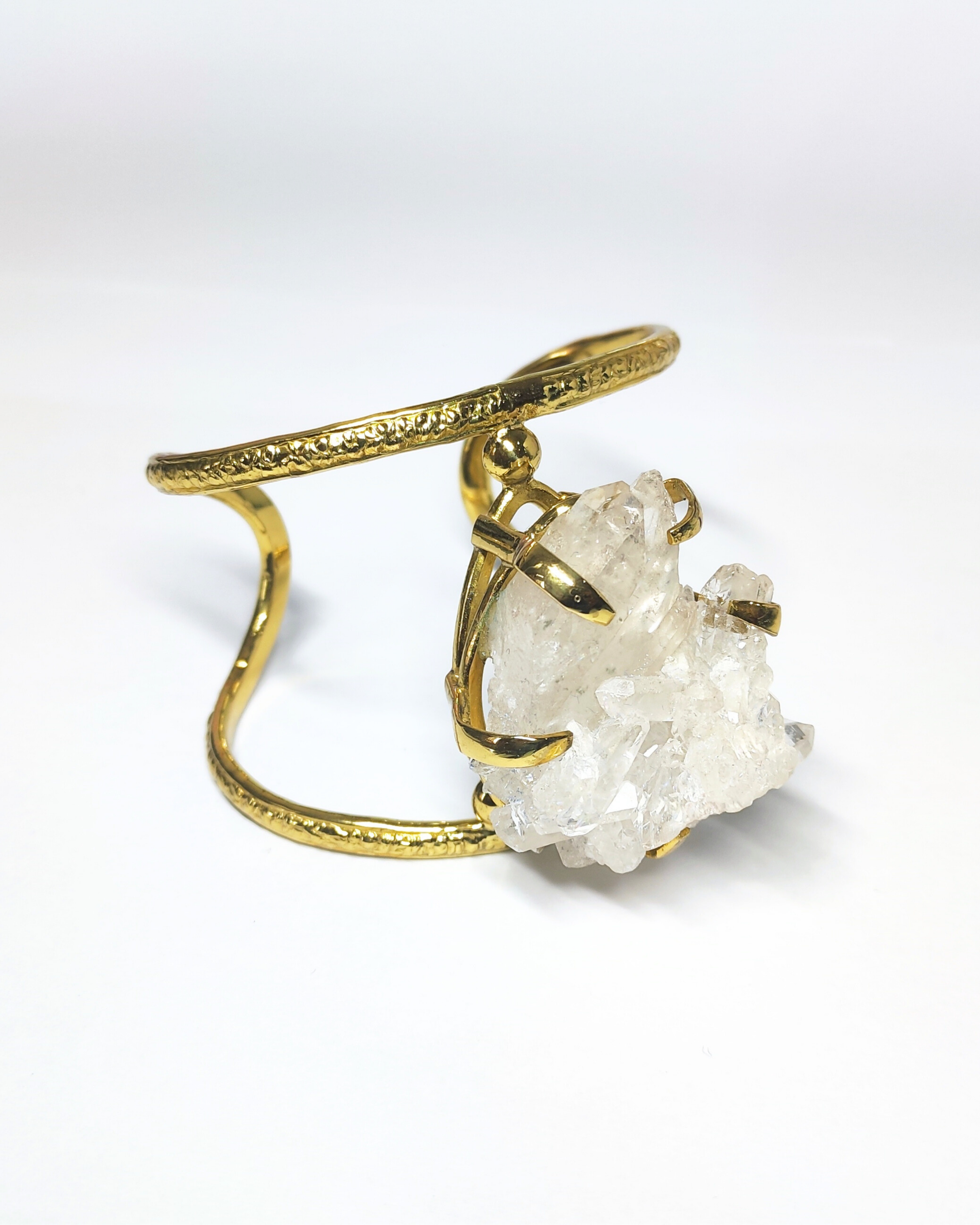 Crystal cluster quartz bangle