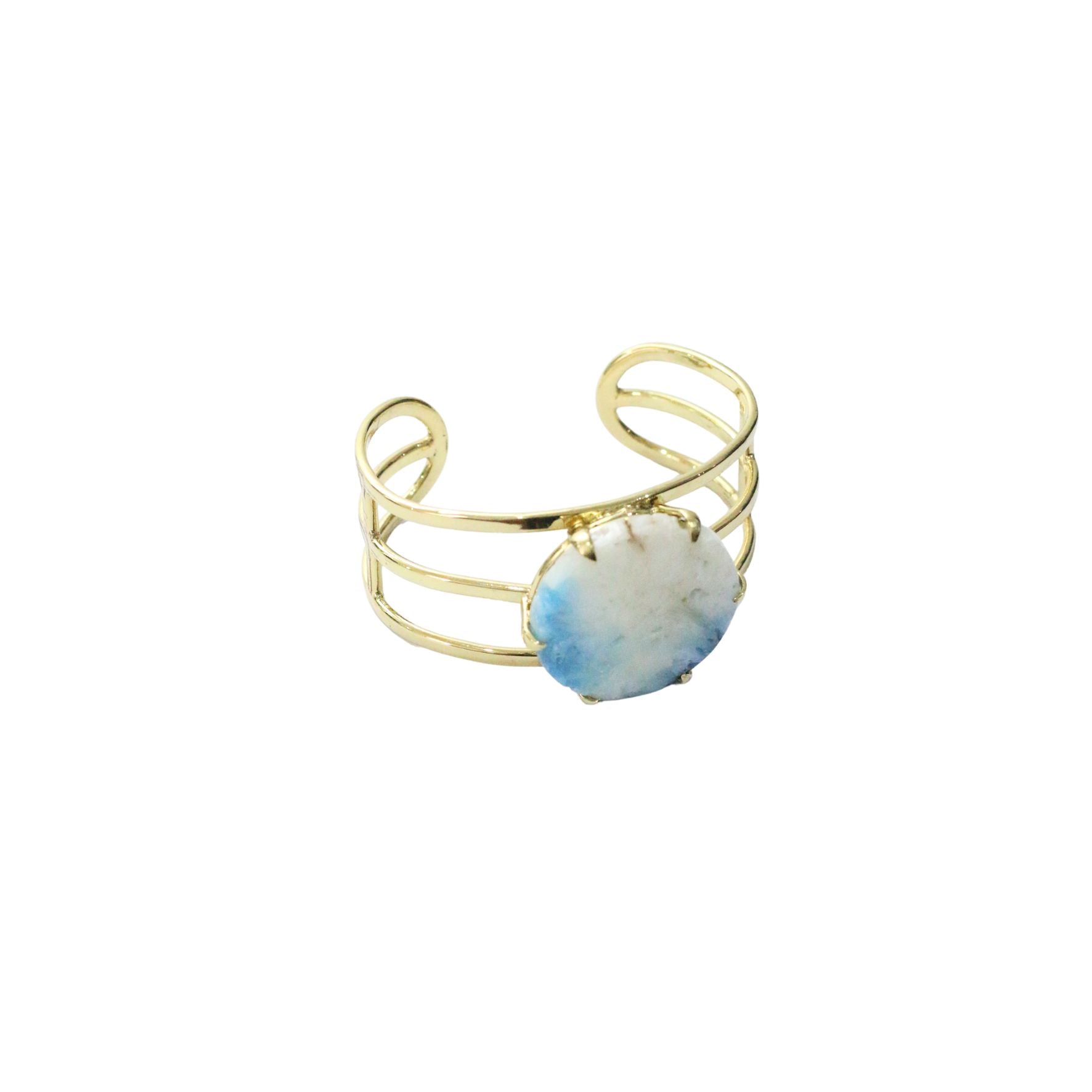 Blue Glacierite Simple Bangle Brass