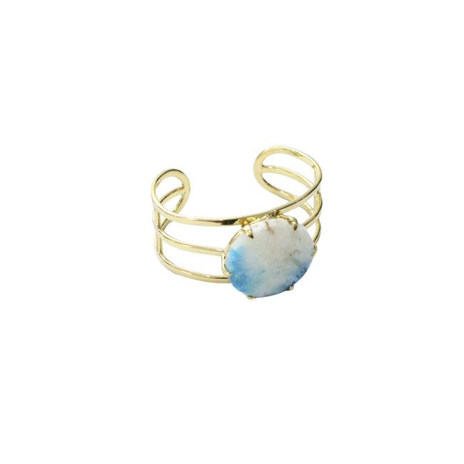 Blue Glacierite Simple Bangle Brass