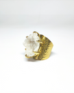 Raw Earth Druzy Quartz Hammered Thick Gold Brass Ring