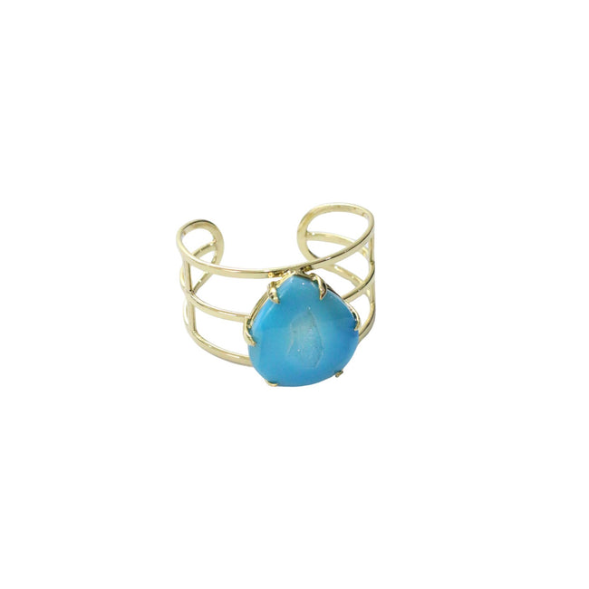 Blue Agate Druzy Simple Bangle Brass