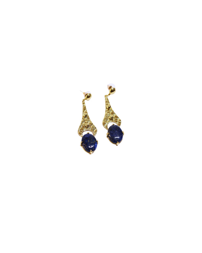 Lapis Lazuli Eiffel Tower Stud Gold Brass Earrings