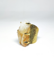 Citrine Raw Hammered Thick Gold Brass Ring
