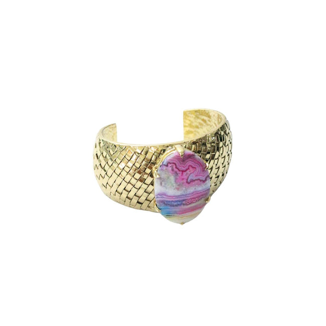 Cotton Candy Agate With Brass Cuff