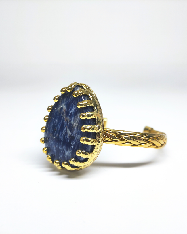 Golden Halo gemstone woven bangle