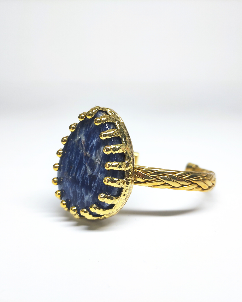 Golden Halo gemstone woven bangle