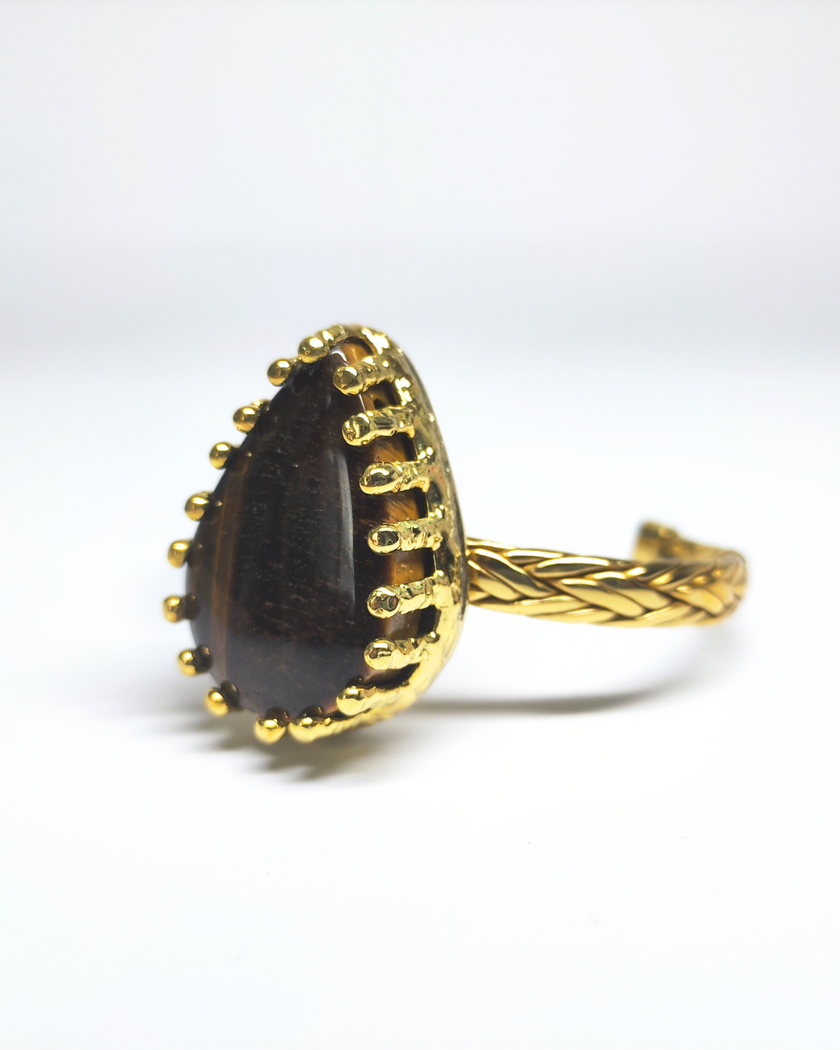 Golden Halo gemstone woven bangle