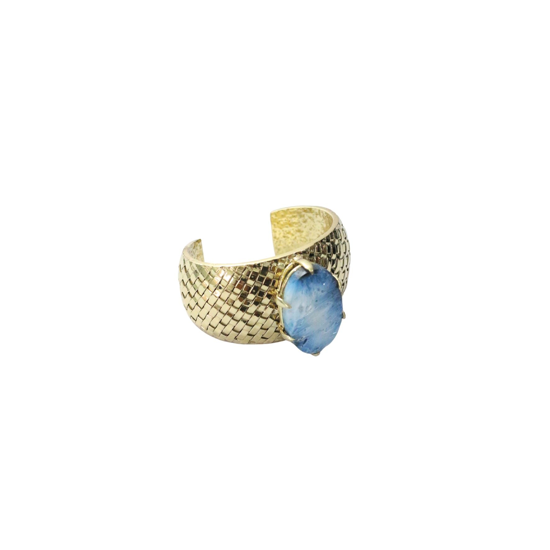Blue Glacierite Stone Brass Cuff