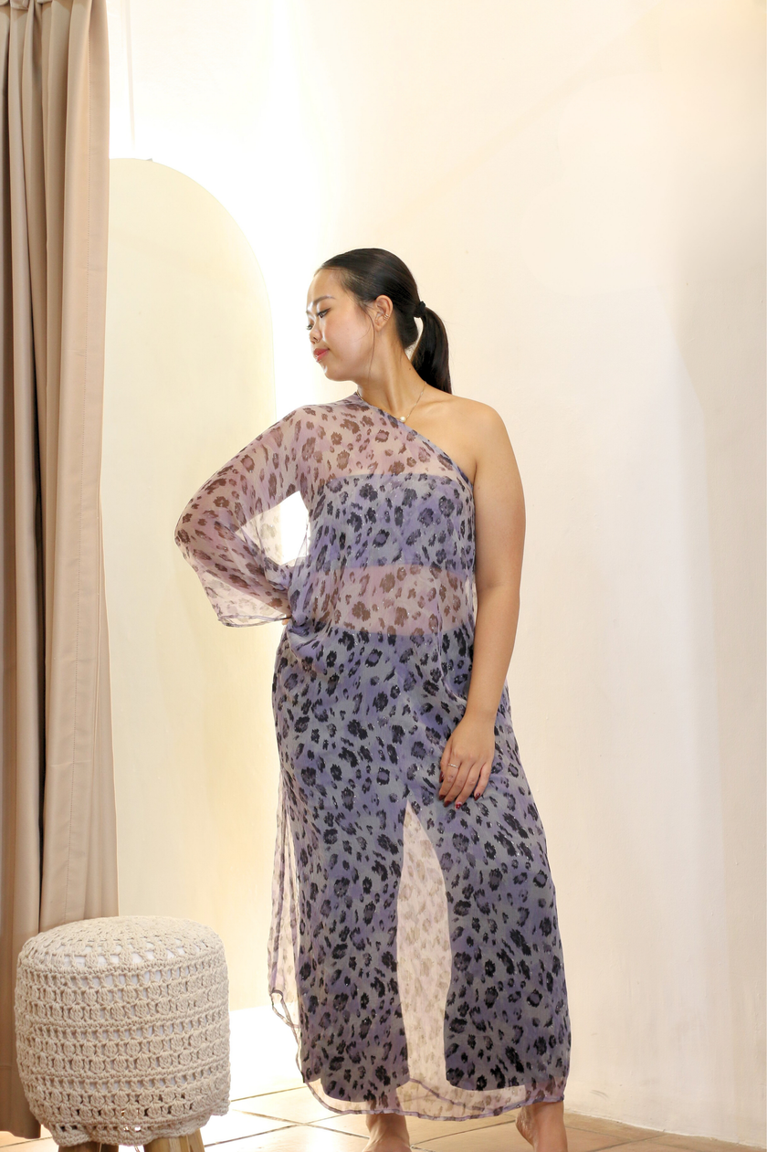 Ghost Leopard One Shoulder Kaftan