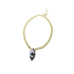 Black Lace Agate With Gold Brass Chain Necklace