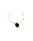 Black Agate Druzy Turtle Gold Brass Necklace