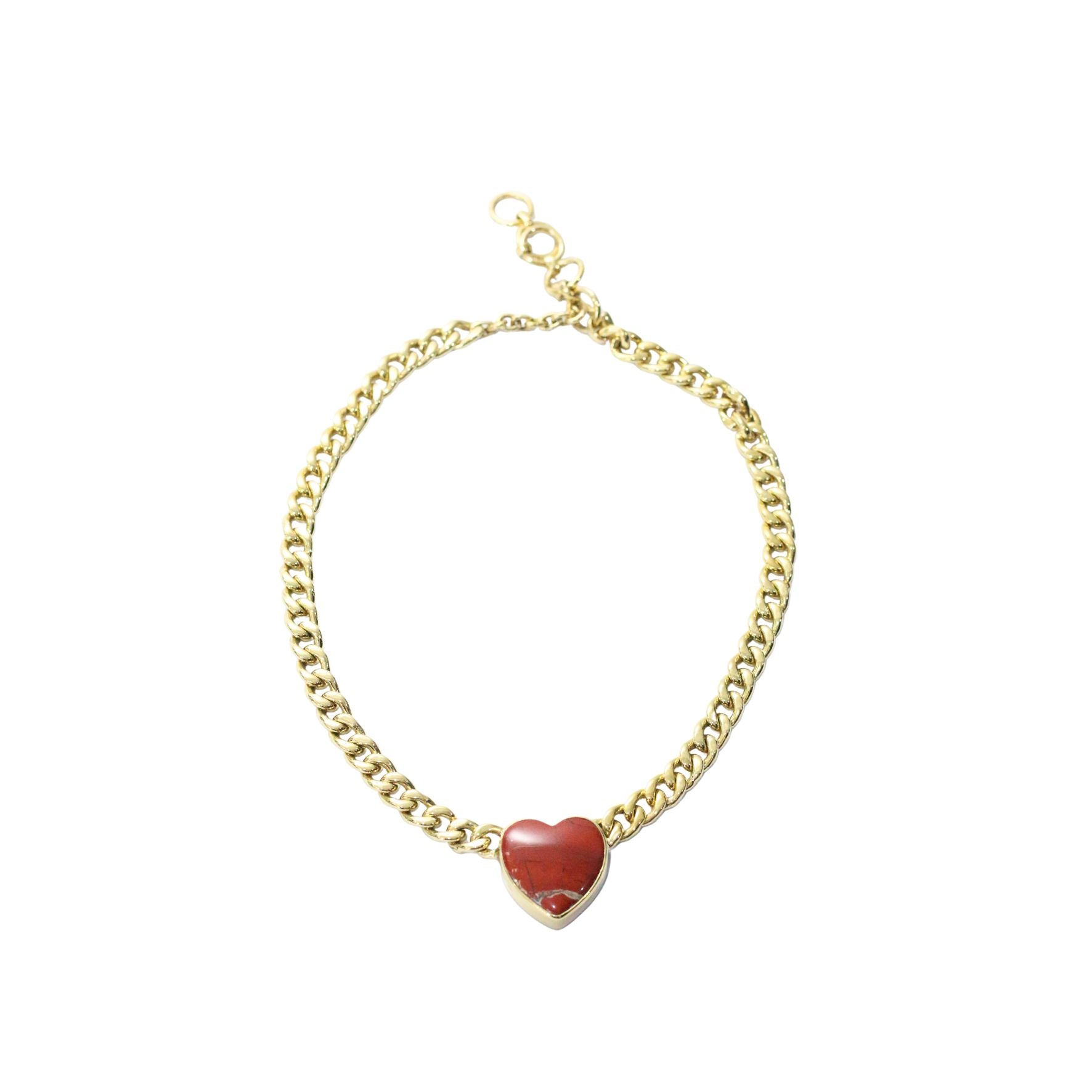 Red Carnelian Heart Chain Necklace