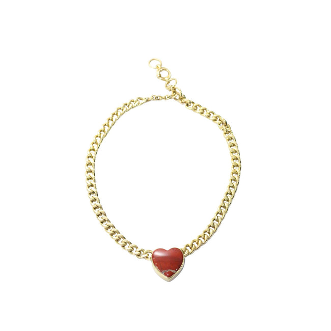 Red Carnelian Heart Chain Necklace