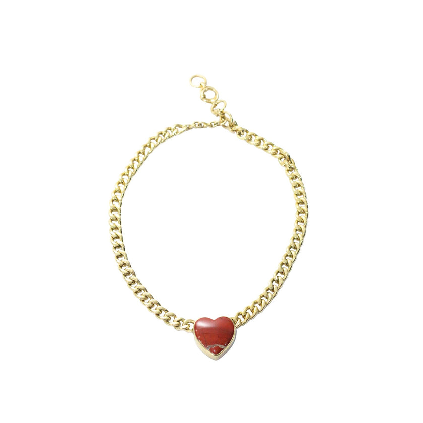 Red Carnelian Heart Chain Necklace