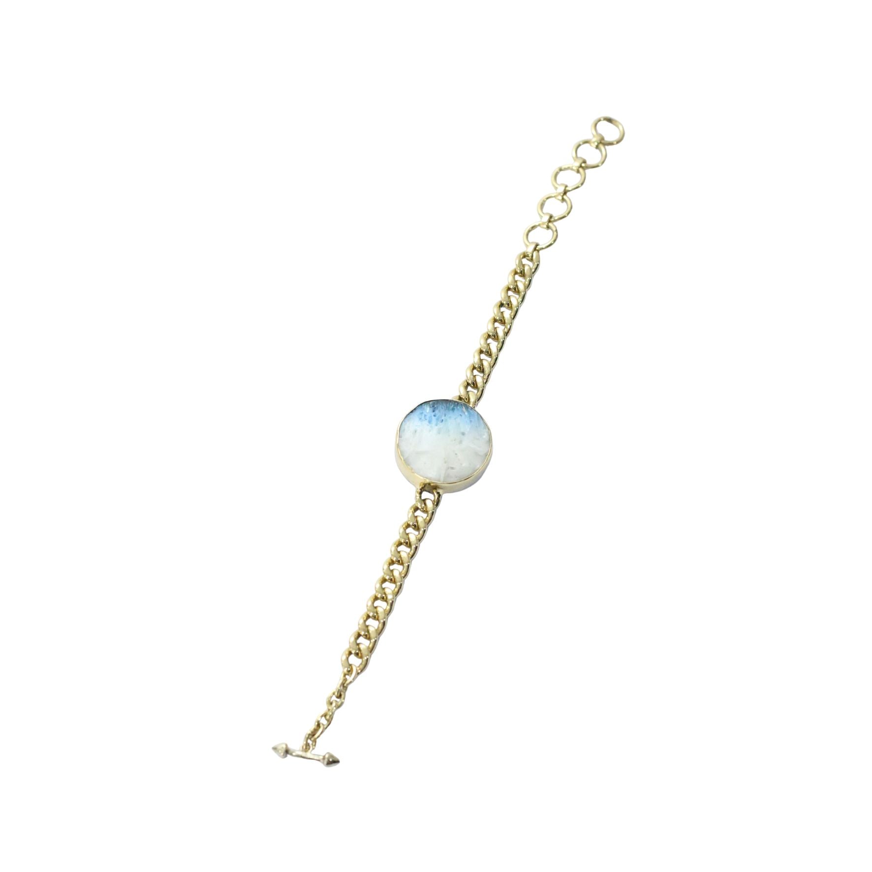 Ocean Blue Glacierite with Gold Brass Chain Bracelet