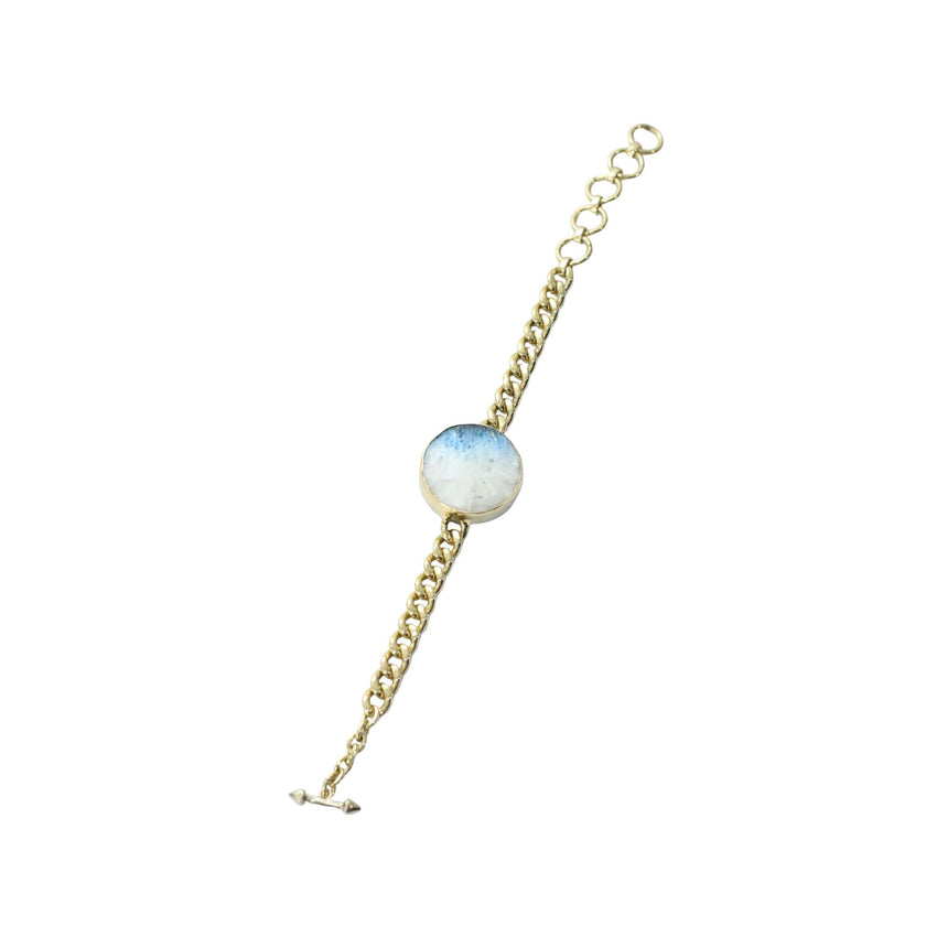 Ocean Blue Glacierite with Gold Brass Chain Bracelet