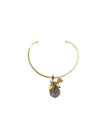 Dragonfly Fresh Water Pearl & Rainbow Agate Druzy With Gold Brass Necklace