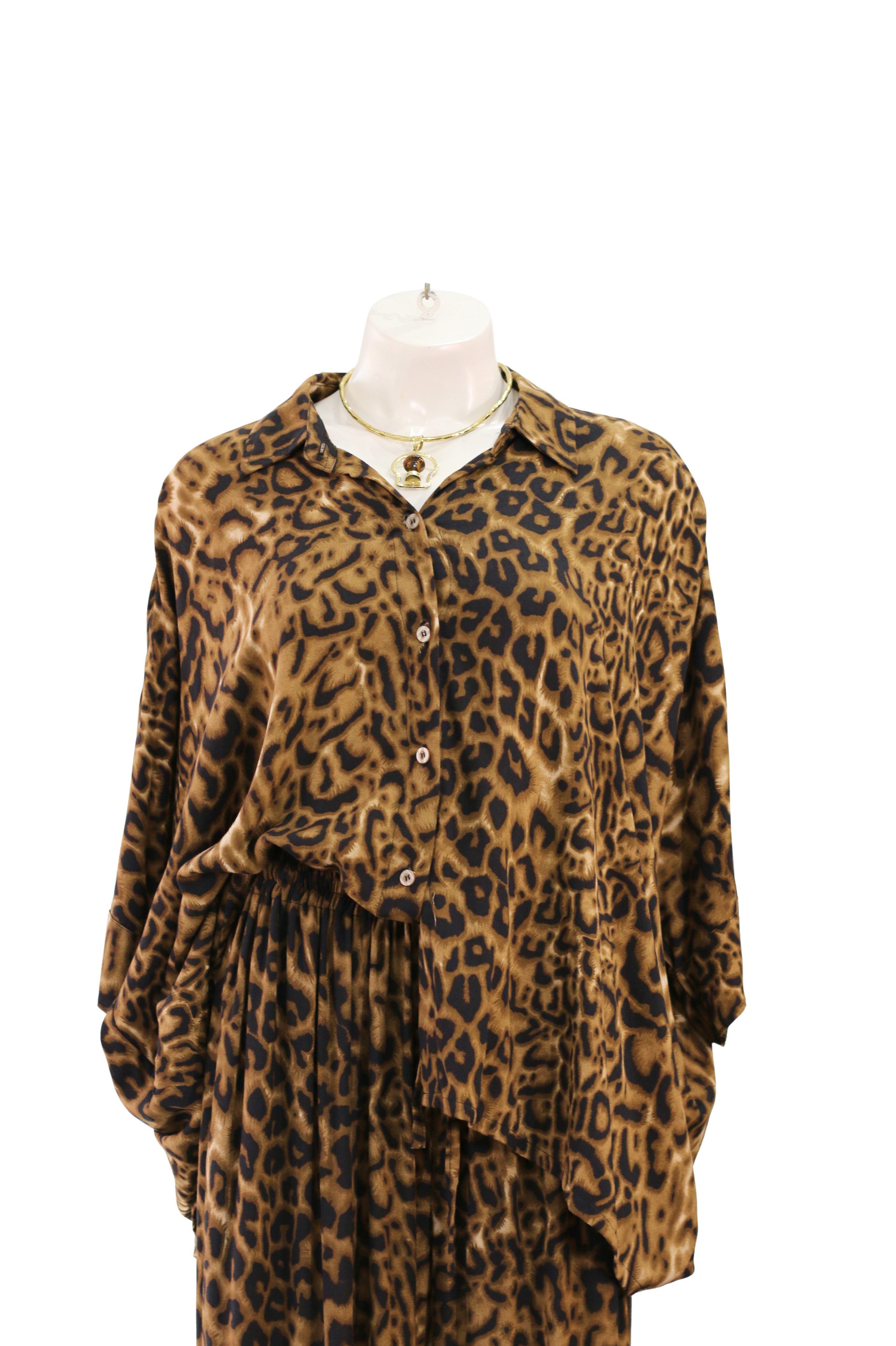 Leopard Shirt Set Brown