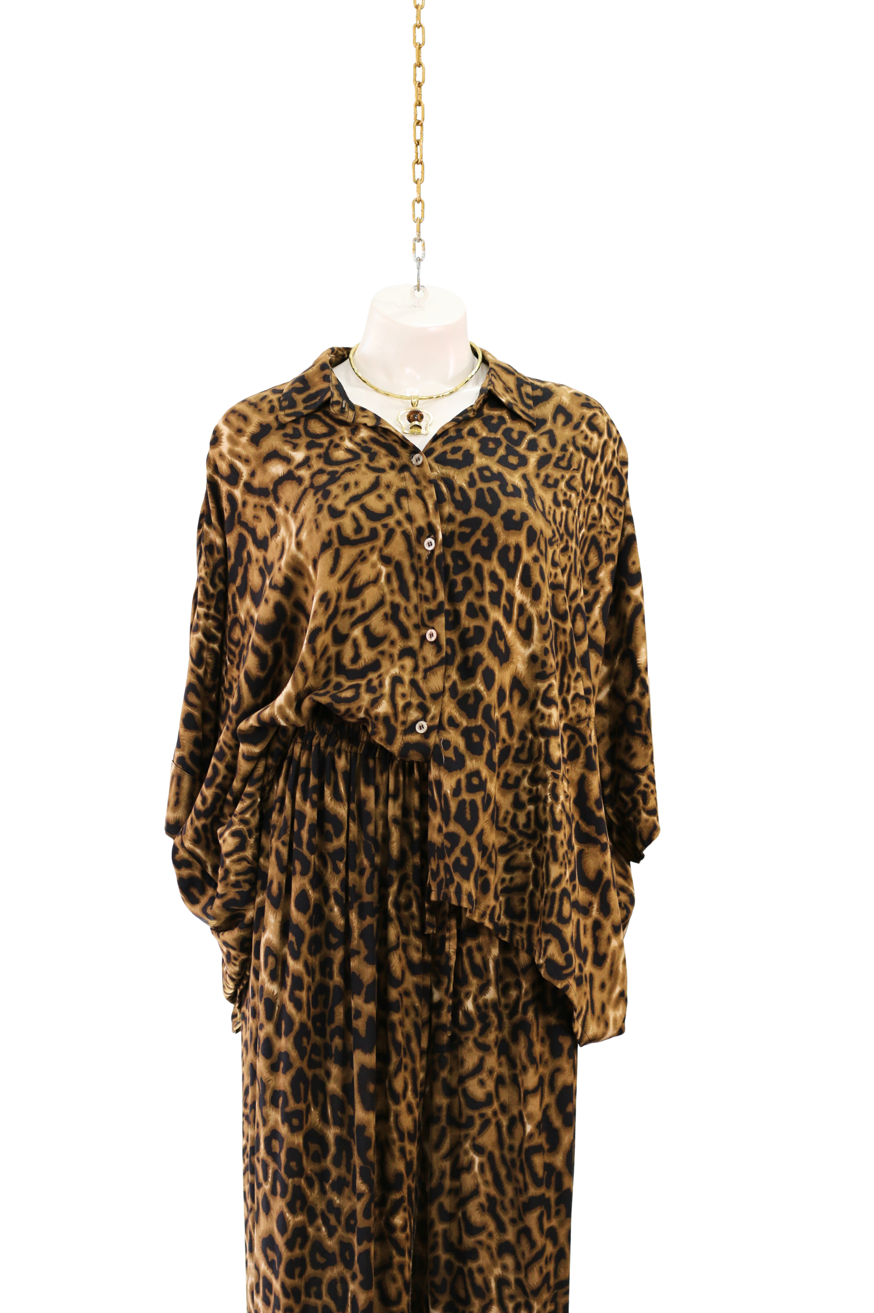 Leopard Shirt Set Brown