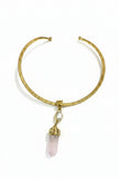 2 Gemstone with Brass Gold Necklace