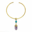 2 Gemstone with Brass Gold Necklace