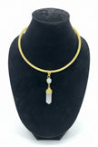 2 Gemstone with Brass Gold Necklace