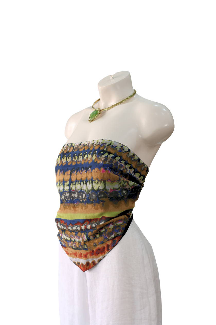 Abstract Silk Hankerchief Top