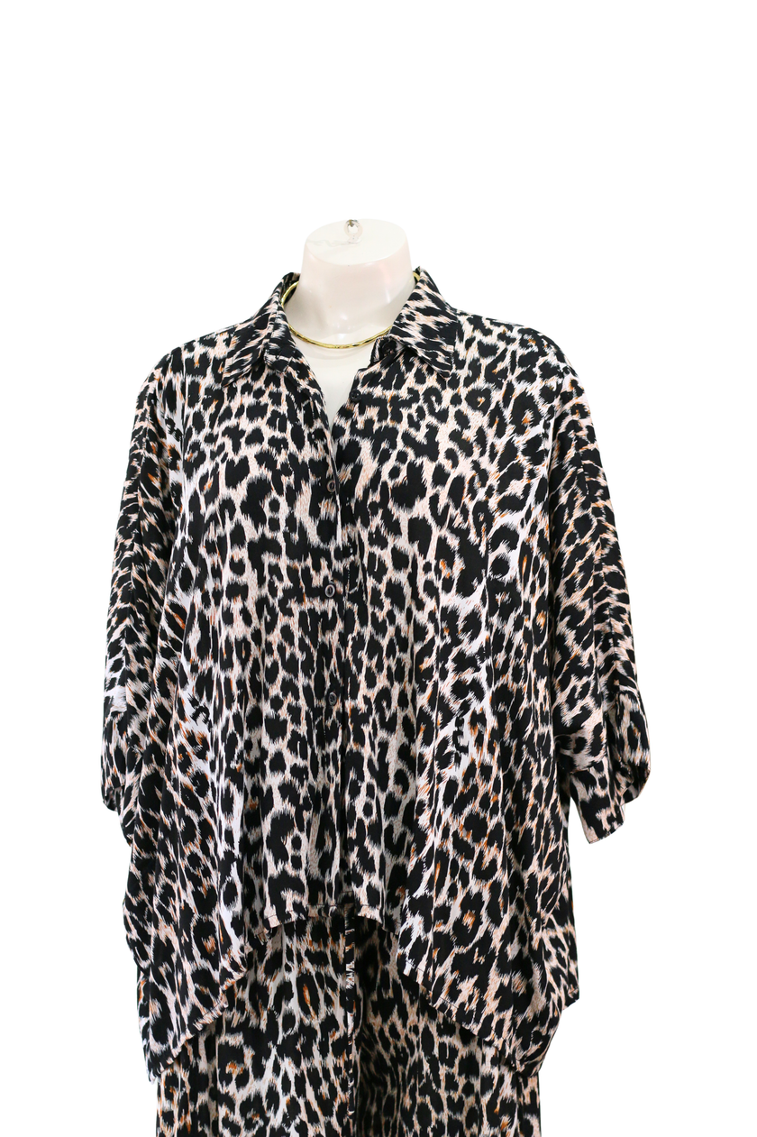 Leopard Shirt Set White