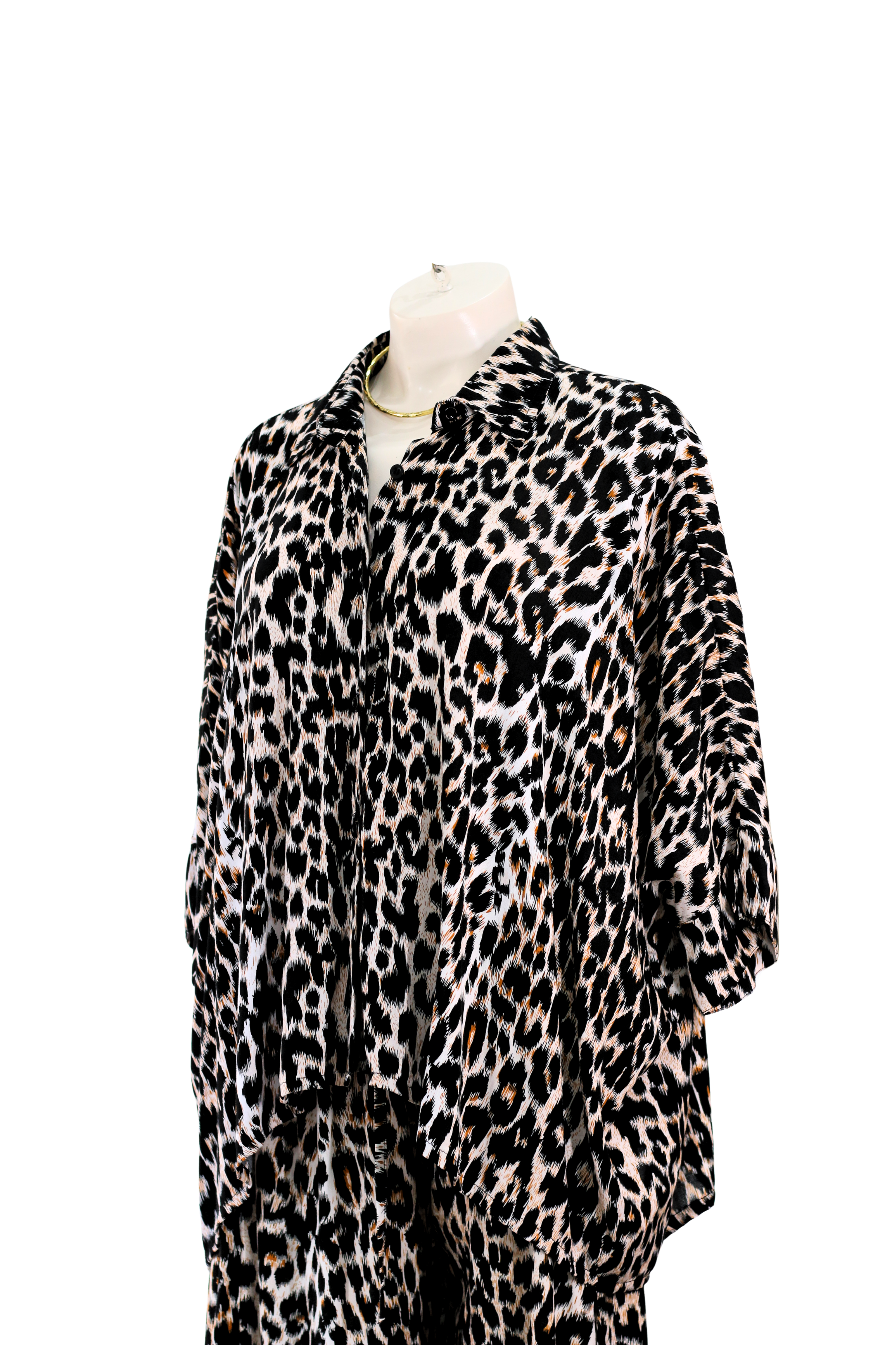 Leopard Shirt Set White