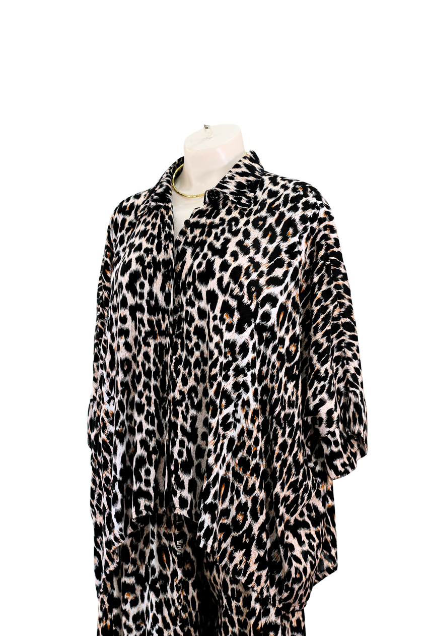 Leopard Shirt Set White