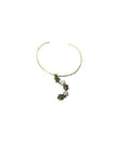 Five Stone Kundalini Titanium Druzy & Natural Druzy Quartz With Gold Brass Necklace