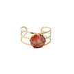 Brown Lace Agate With Gold  Brass Bangle / Cuff
