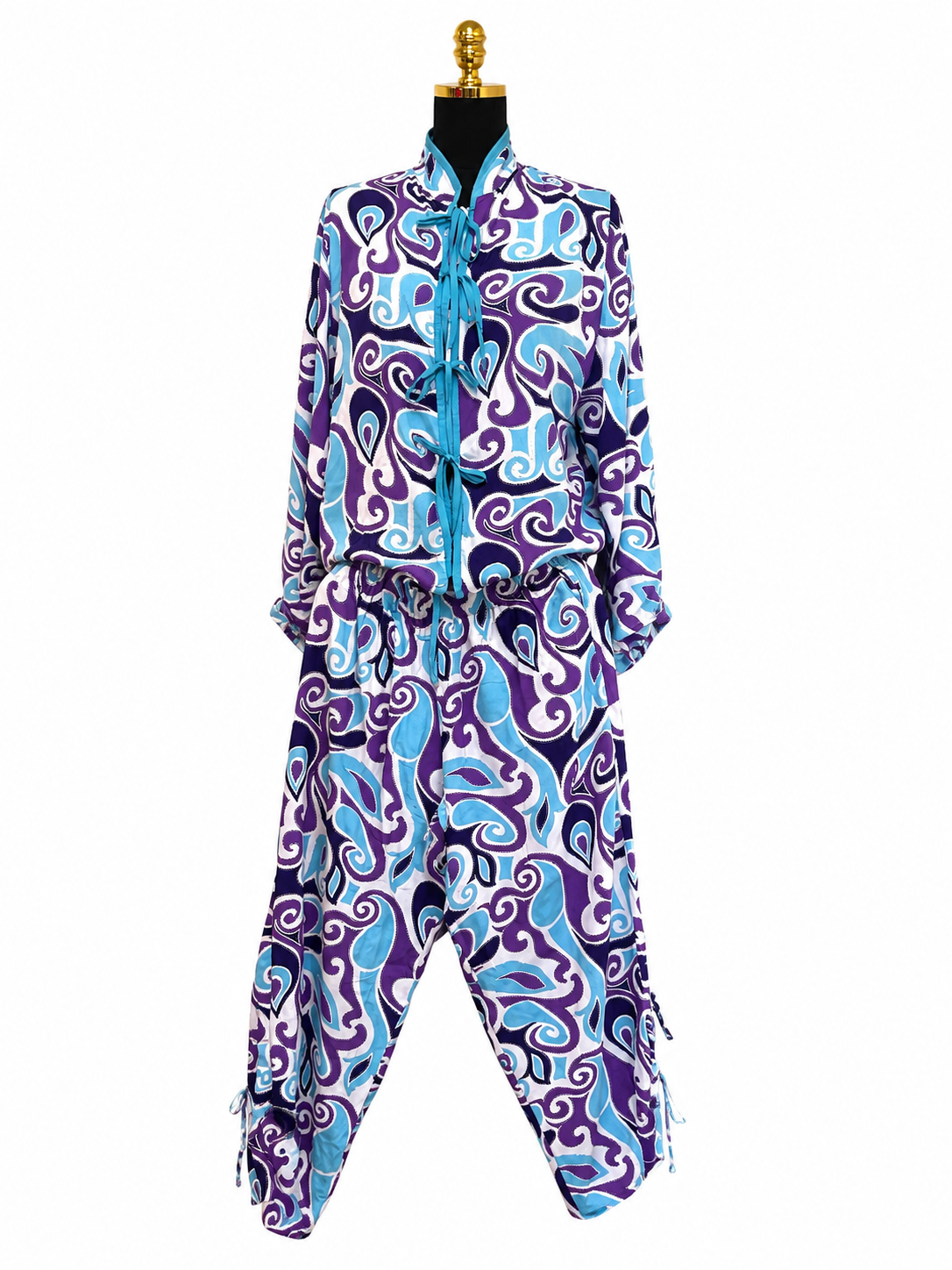 Blue Kimono Pajama 3 Piece Set