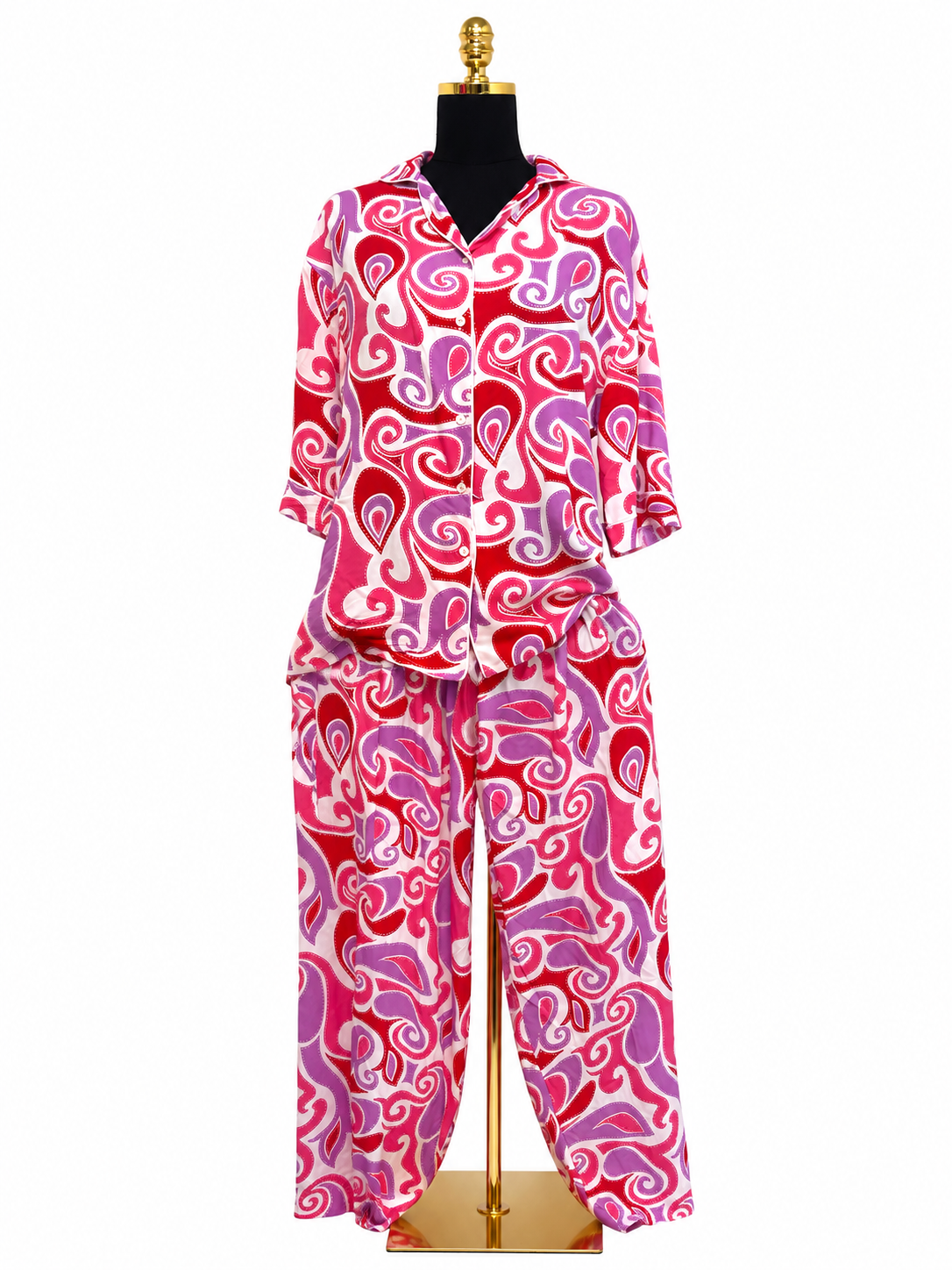 Pink & Purple Abstract Pajama 3 Piece Set