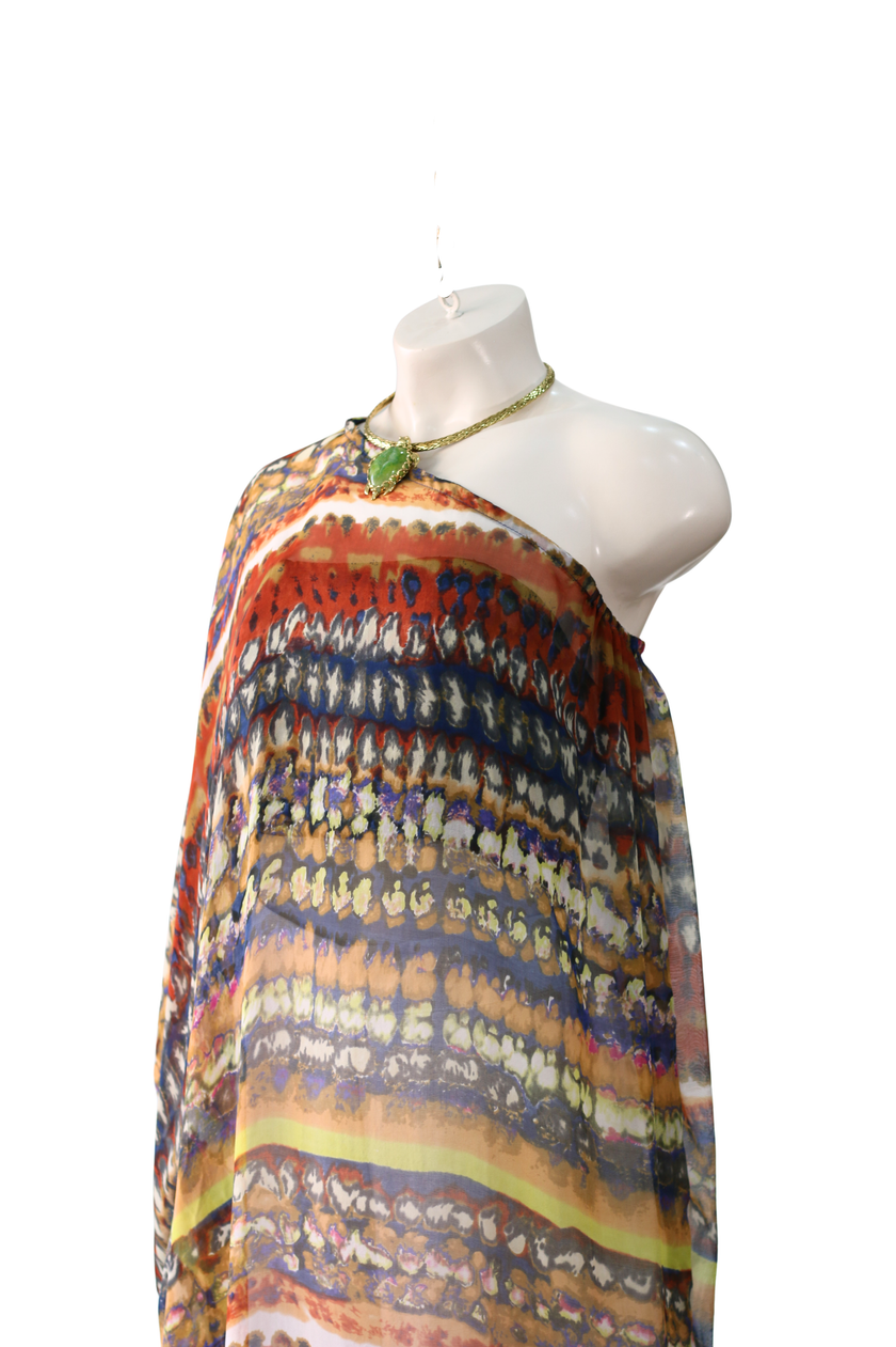 Abstract One Shoulder Kaftan