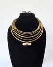 Pointy Rose Quartz With Multy Layer Gold Brass Choker Necklace
