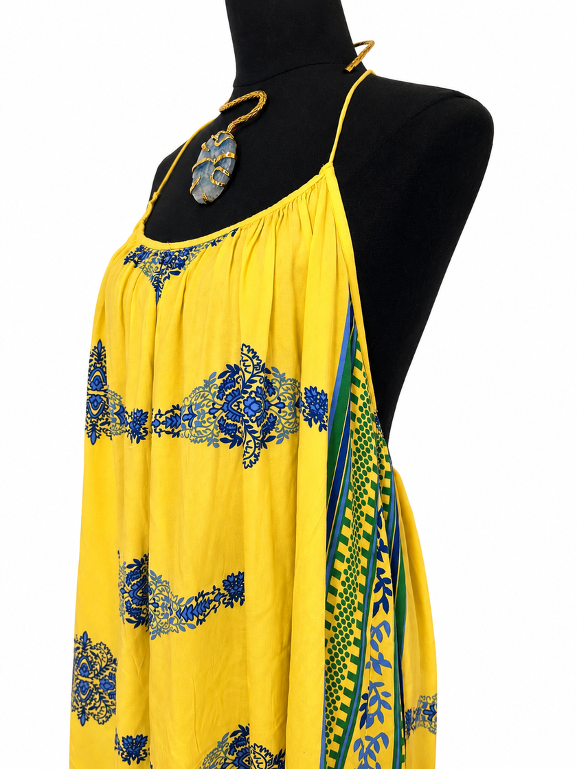 Yellow & Blue Halter Sundress