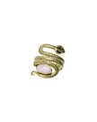 Rose Quartz Snake Hammered Gold Brass Bangle