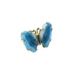 Blue Agate Butterfly Gold Brass Ring