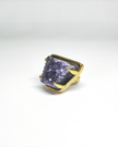 Amethyst Cluster Hammered Gold Brass Ring