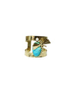 Green Ocean Jasper & Fresh Water Pearl Hammered Gold Brass Bangle