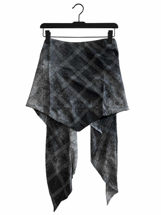 Black Patterned Handkerchief Top