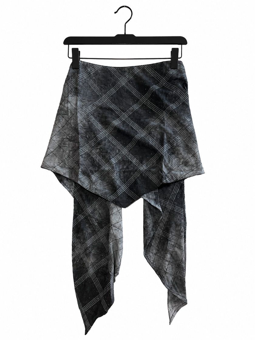 Black Patterned Handkerchief Top